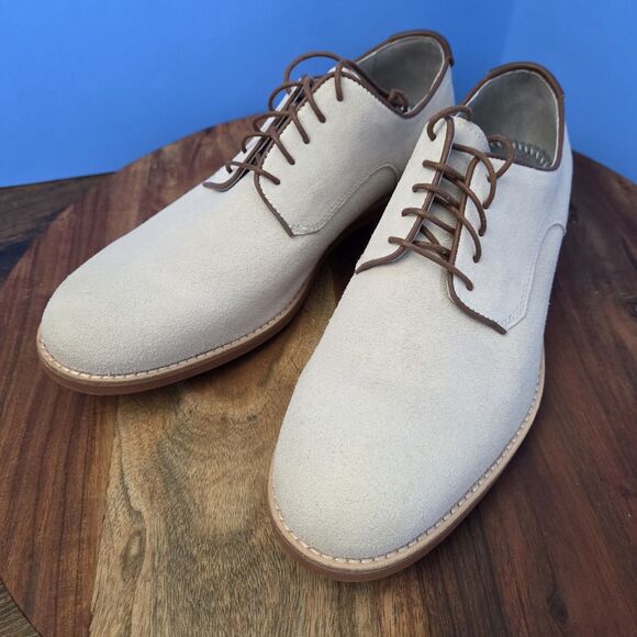 Johnston & Murphy Ellington Plain Toe Oxford Shoe Men's 10M Ivory/Bone Suede - Picture 14 of 14